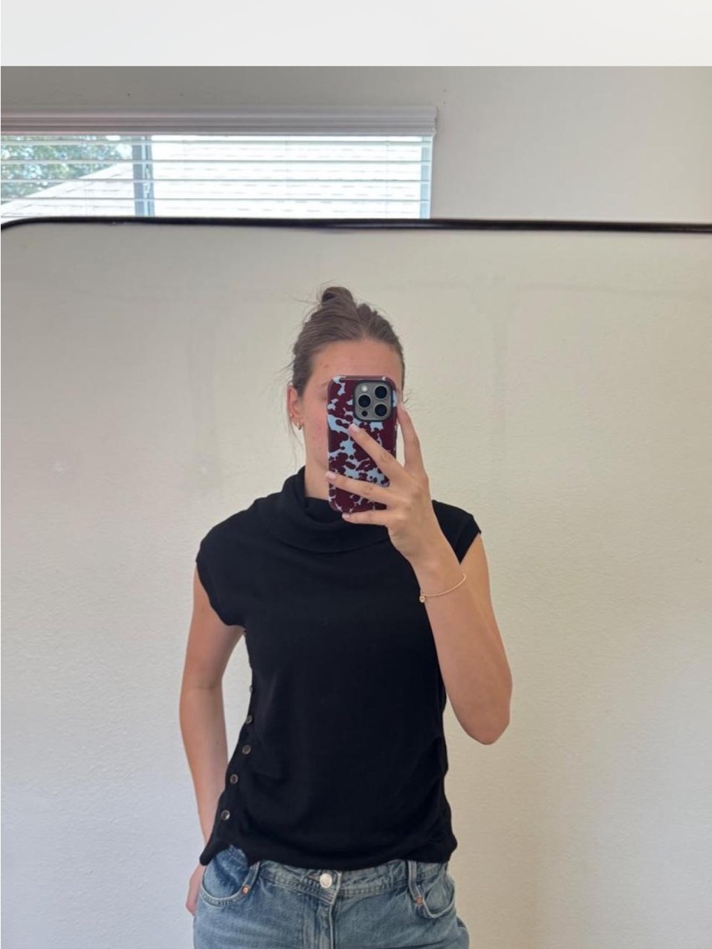 Black Sleeveless Cowl Neck Knit Sweater Top